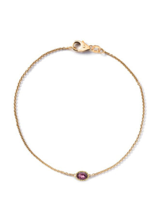 Fijne gouden armband met een ovaal geslepen rhodoliet