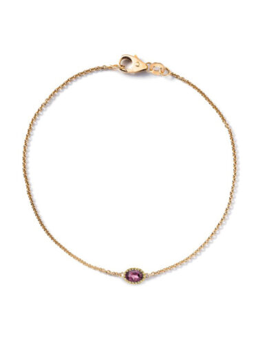 Fijne gouden armband met een ovaal geslepen rhodoliet